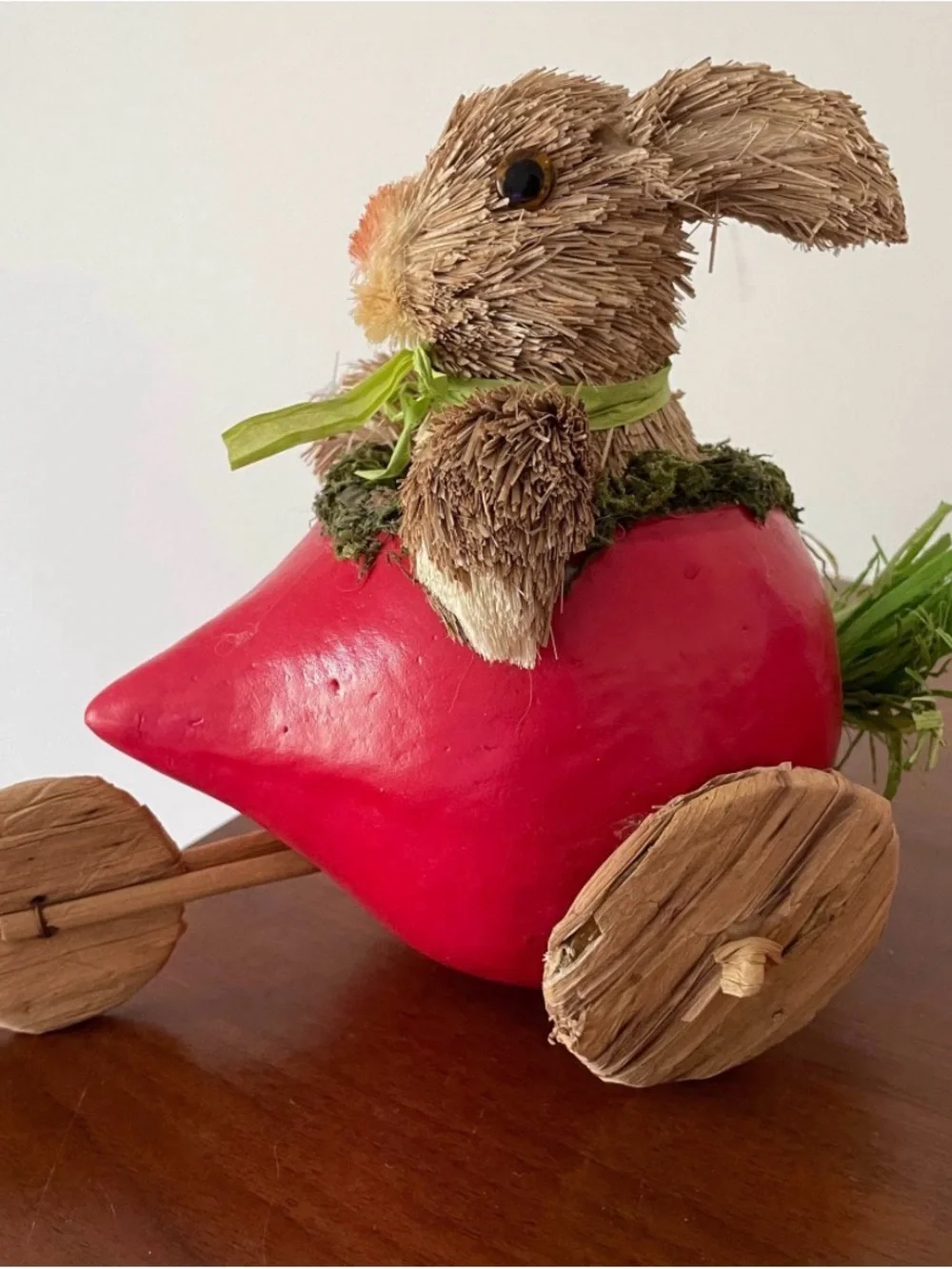 Pier 1 Sisal Rabbit Easter Bunny Riding Turnip